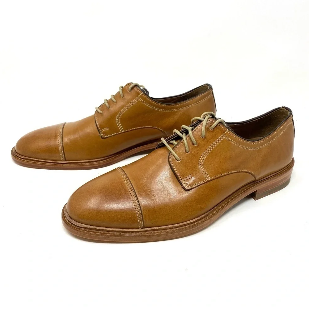 Johnston & Murphy Campbell Cap Toe Oxford Tan full grain leather